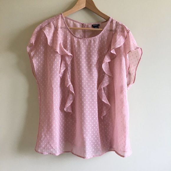 Torrid Swiss Dot Ruffle Front Chiffon Blouse Top - Picture 2 of 7